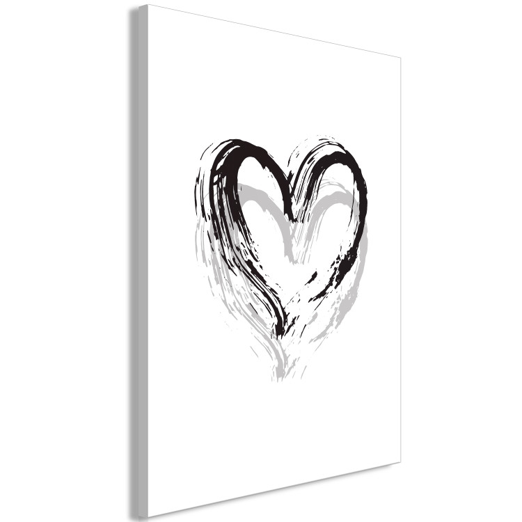 Quadro su tela Cuore in due tonalità (1 pezzo) - simbolo d'amore in bianco  e nero - Amore - Astratti - Quadri