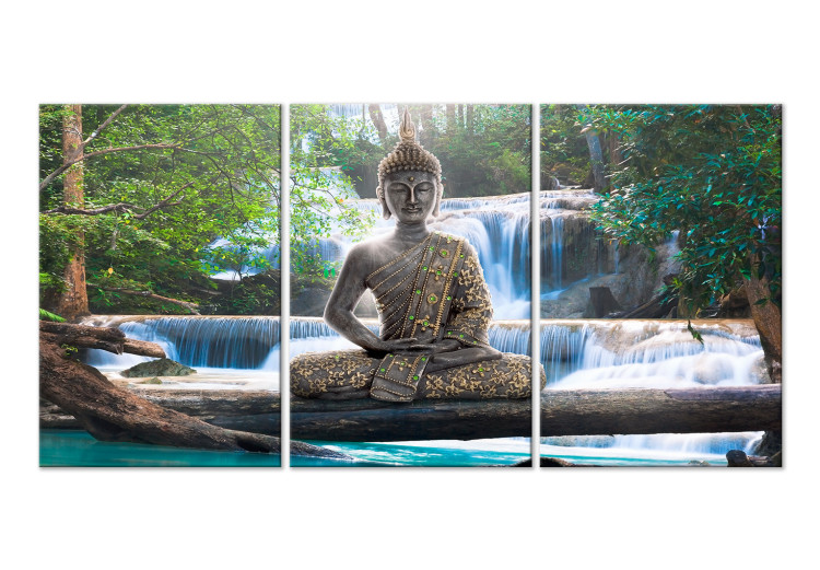 Quadro contemporaneo Buddha and Waterfall (3 Parts) Green 121989