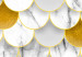 Carta da parati moderna Scaglie di marmo - sfondo in bianco e oro con effetto illuminante 143389 additionalThumb 4